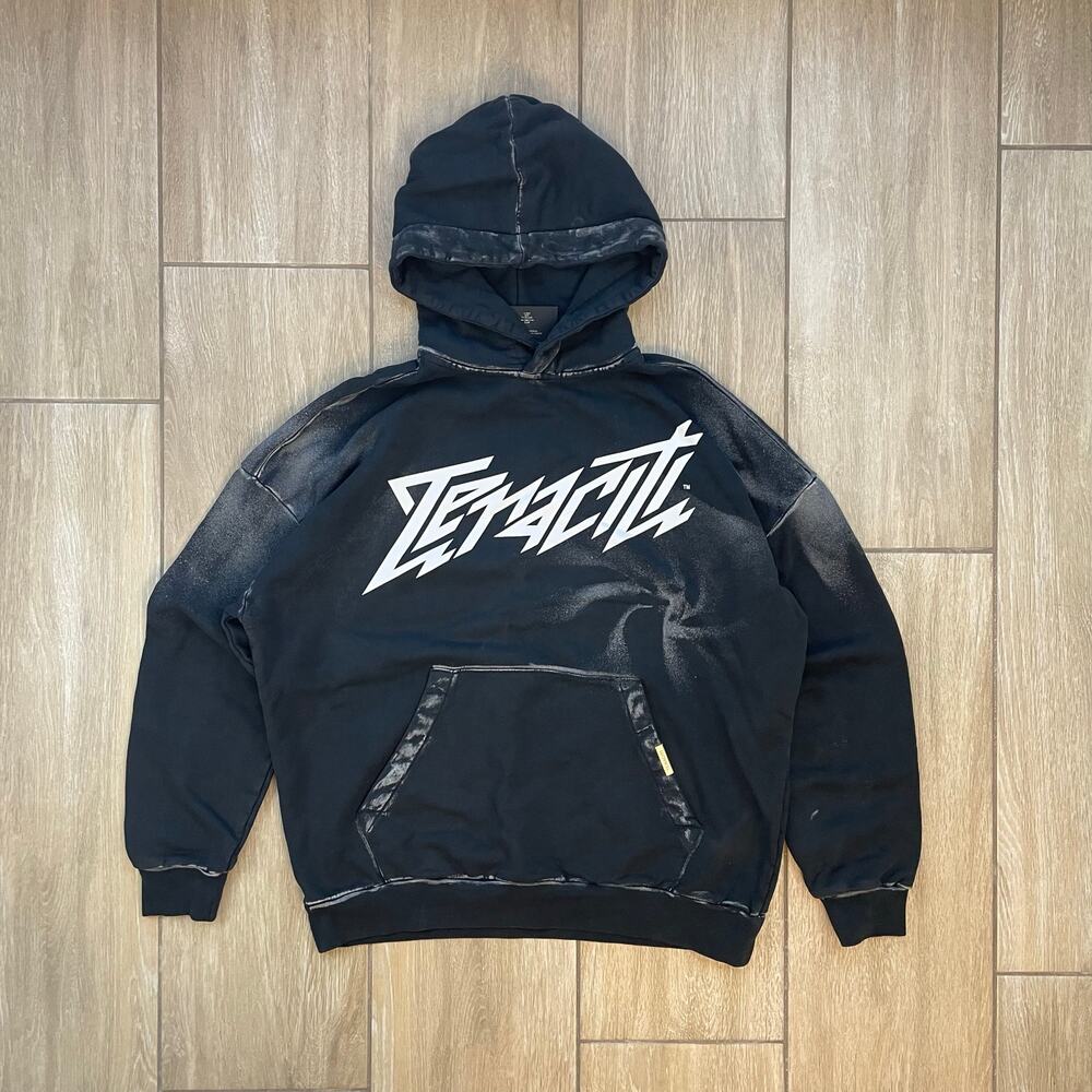Tenaciti Studios Heavyweight Hoodie Black Graphic Pullover Size S NWT
